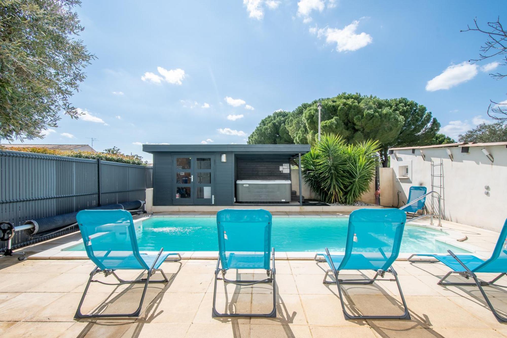 Guesthouse La Costiere - Logements Independants - Espace Piscine Jacuzzi Люнель Экстерьер фото